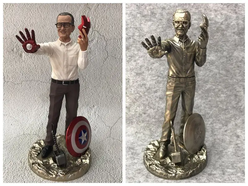 

Marvel Avengers Bronze Stan Lee Desktop Ornaments Commemorative Collection PVC Doll Hand Office Doll Model Ornament 26cm