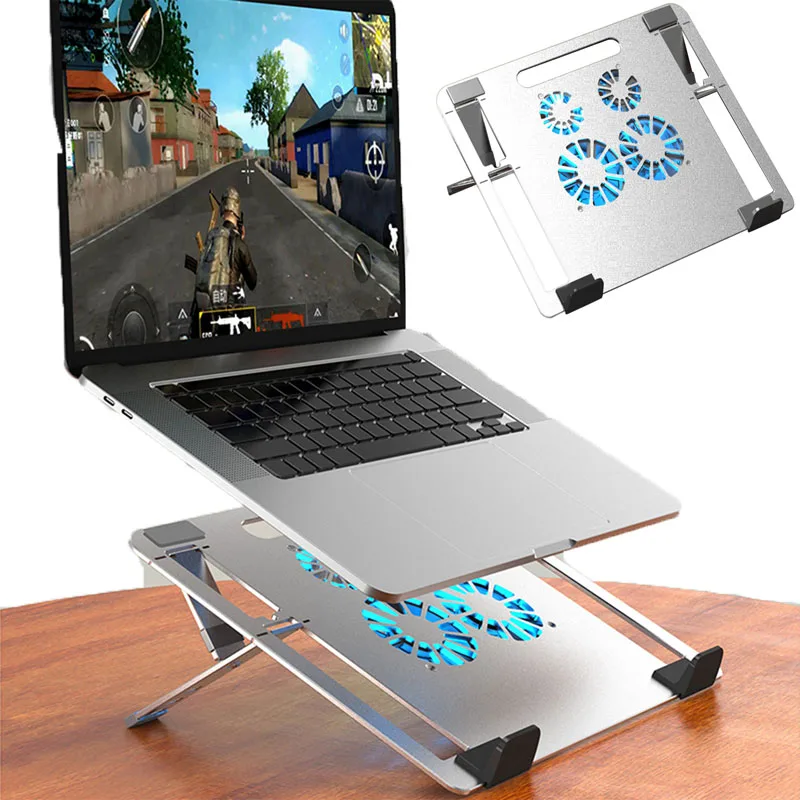 

Настольная подставка для ноутбука с двумя вентиляторами охлаждения охлаждающая подставка для ноутбука Складная стойка для поддержки комп...