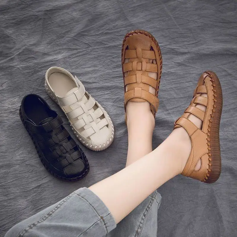 Leather Casual Shoes For Women High Quality Classic Women Sandals Summer Outdoor Walking Women Sneakers Breathable Women Sandals