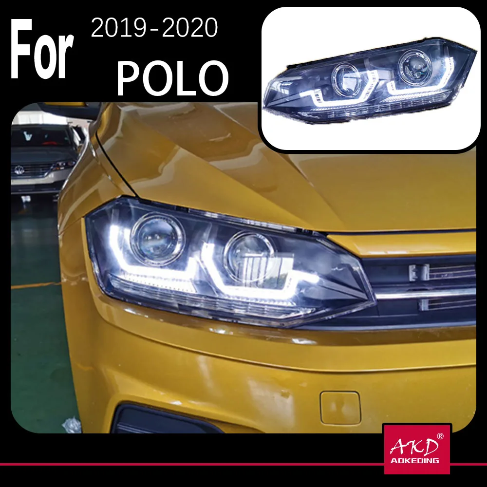 

AKD-модель автомобиля для VW Polo фары 2019-2020 Новинка Polo светодиодный ная фара DRL Передняя фара ближний свет Дальний свет светодиодный