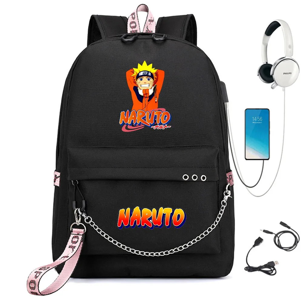 

Anime Nylon Backpack Schoolbag Casual USB Charge Cartoon Teenger Travel Laptop Bag Zipper Student Bookbag Unisex Print Knapsack