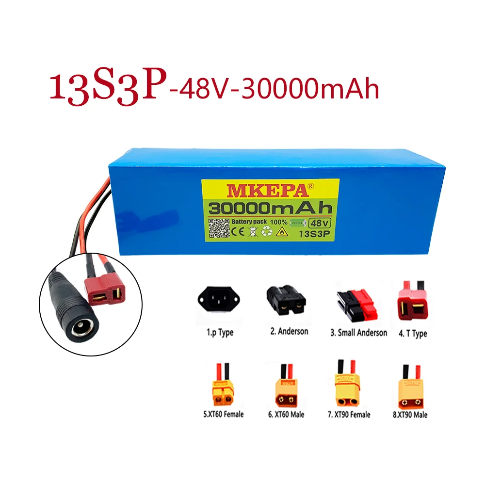 

MKEPA 48V 30Ah 1000W 30000mAh 13S3P Lithium ion Battery Pack, E-bike Electric bicycle Scooter with BMS
