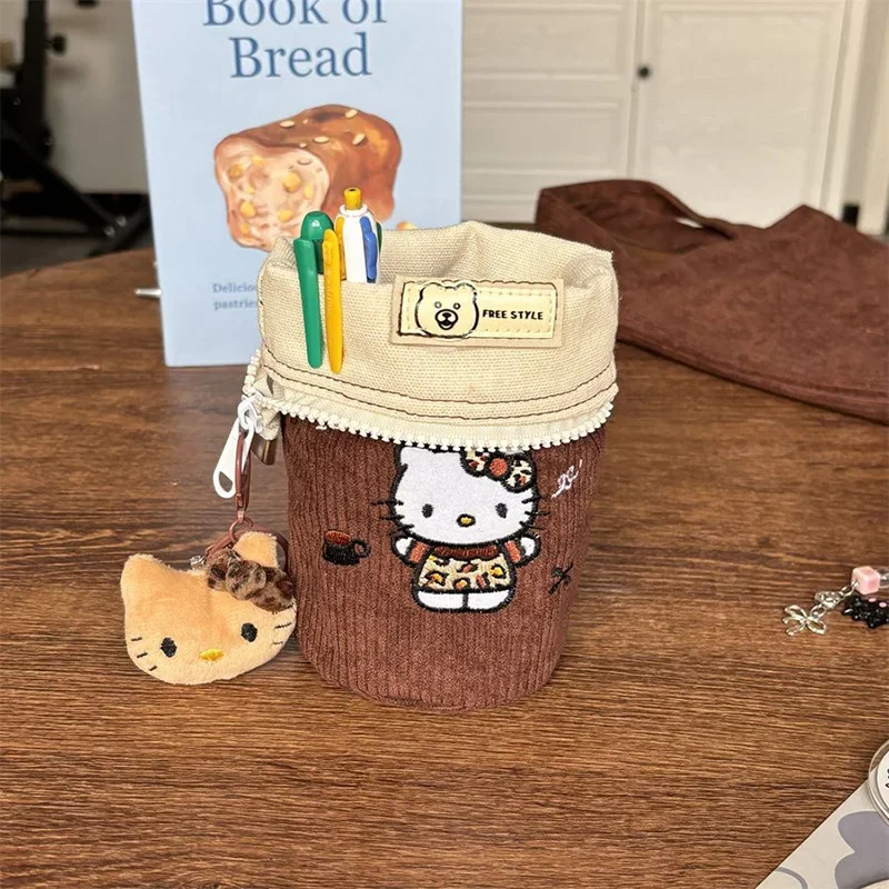 Новинка канцелярские сумки Hello Kitty милый вельветовый органайзер для ручек в стиле