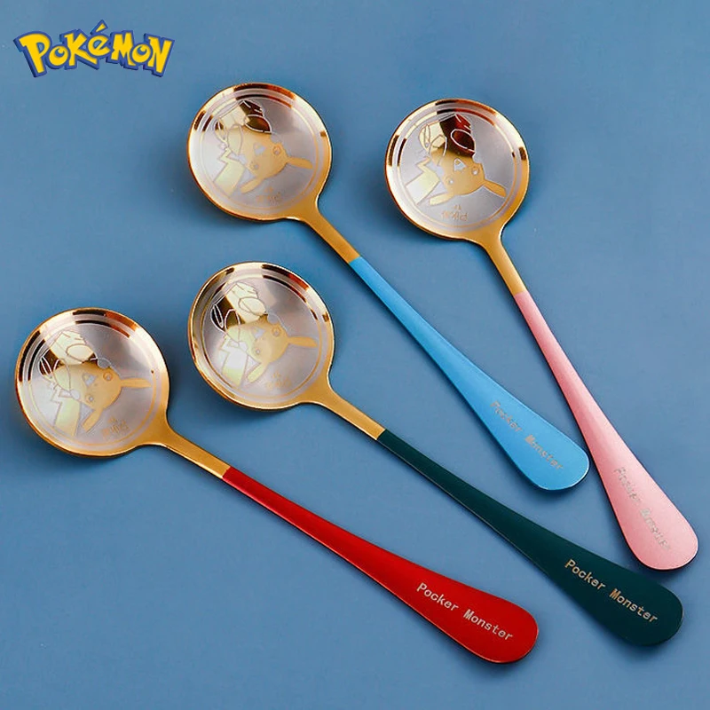 

Anime Pokemon Pikachu Spoon Cartoon Figure Pikachu Stainless Steel Coffee Eating Spoon Children Birthday Party Supplies Gifts