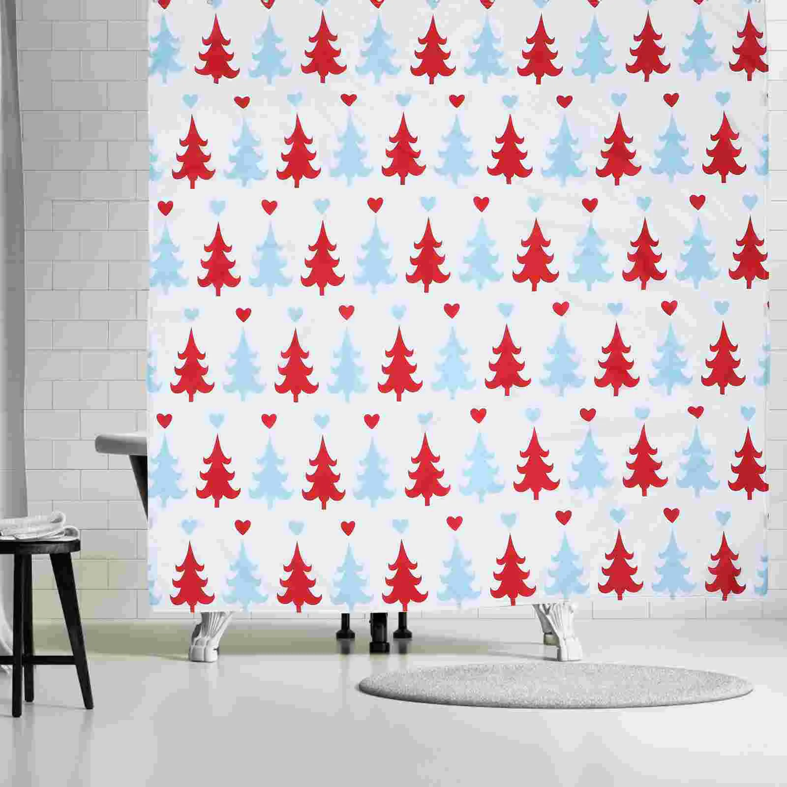 

1 Pc Waterproof Bath Curtain Adorable Xmas Pattern Shower Curtain Bath Accessory #q