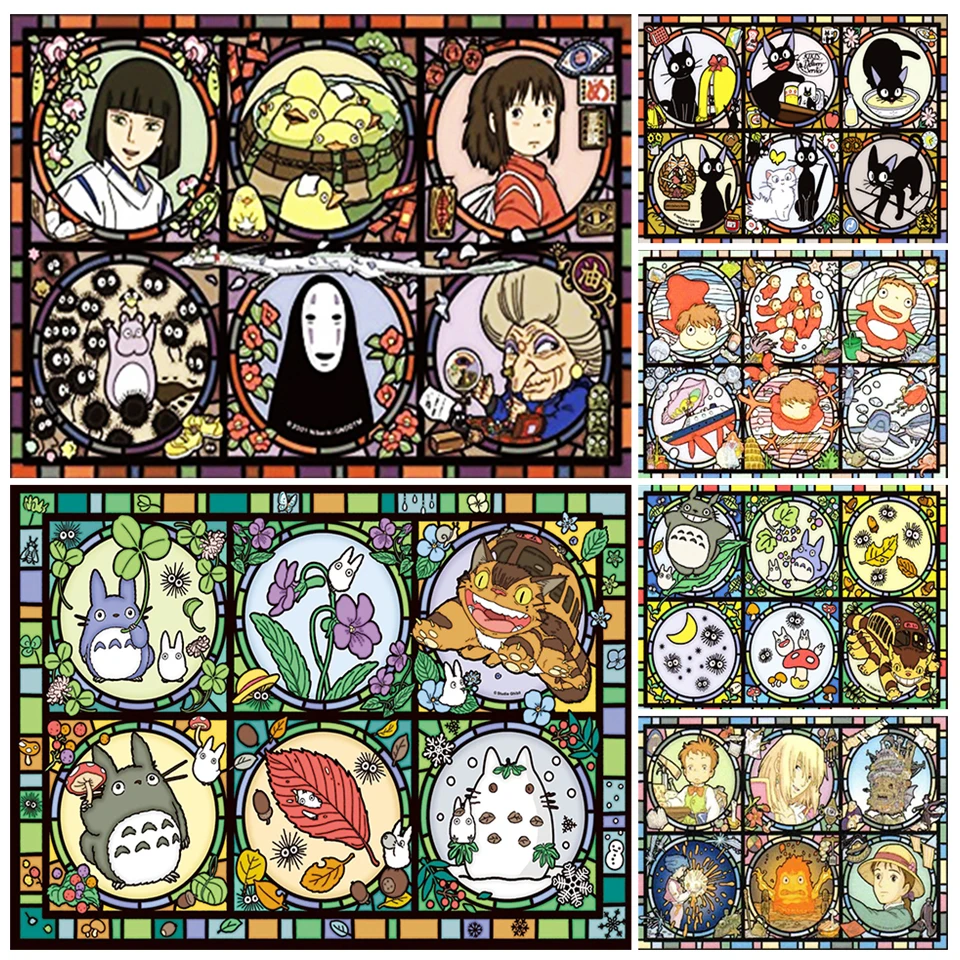 Набор для алмазной вышивки из витражного стекла в стиле аниме Хаяо Миядзаки