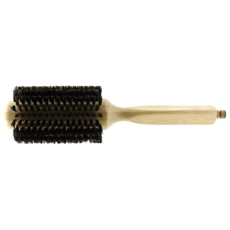 

A63I Barber Salon Wood Handle Boar Bristles Round Brush Removable Tail Professional Hairdressing Hair Brush Hair Round Comb