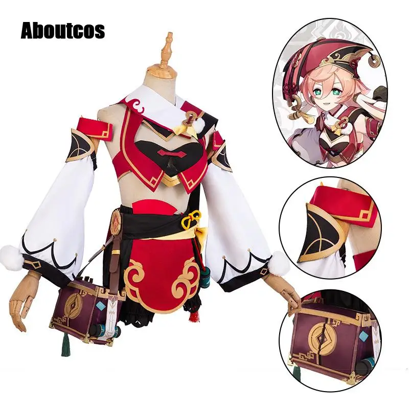 

Aboutcos Anime Genshin Impact Yanfei Game Suit Aestheticism Uniform Yan Fei Cosplay Costume Halloween Party Outfit For Women