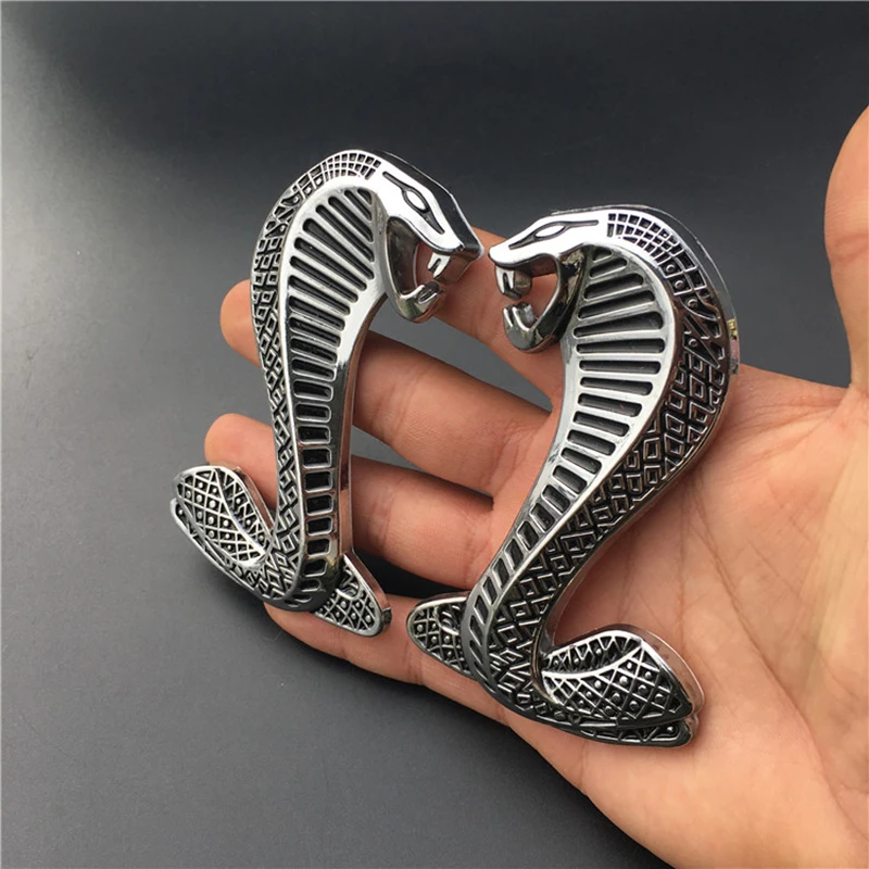 Металлический 3D значок змеи кобры 2 шт. автомобильная эмблема наклейка на заднюю