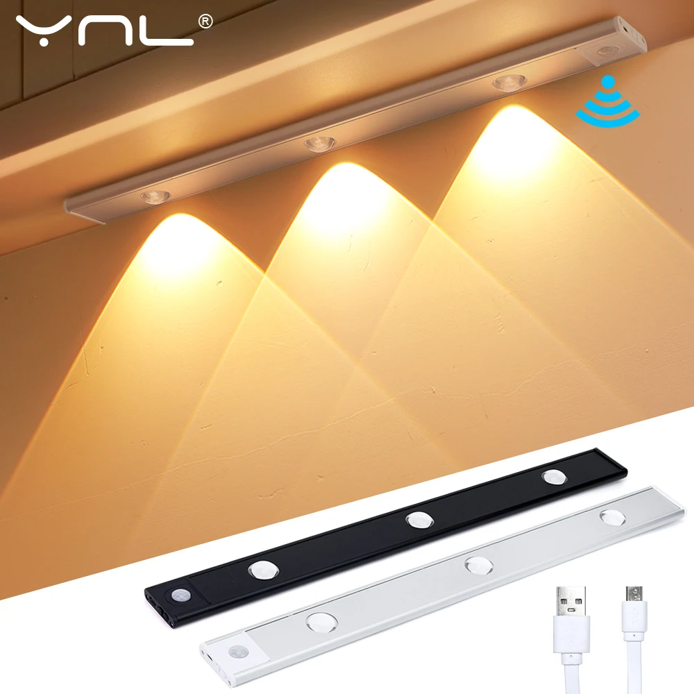 Ultra Thin LED Under Cabinet Light PIR Motion Sensor LED USB Rechargeable Kitchen Cabinets Lighting Aluminum LED Night Light
