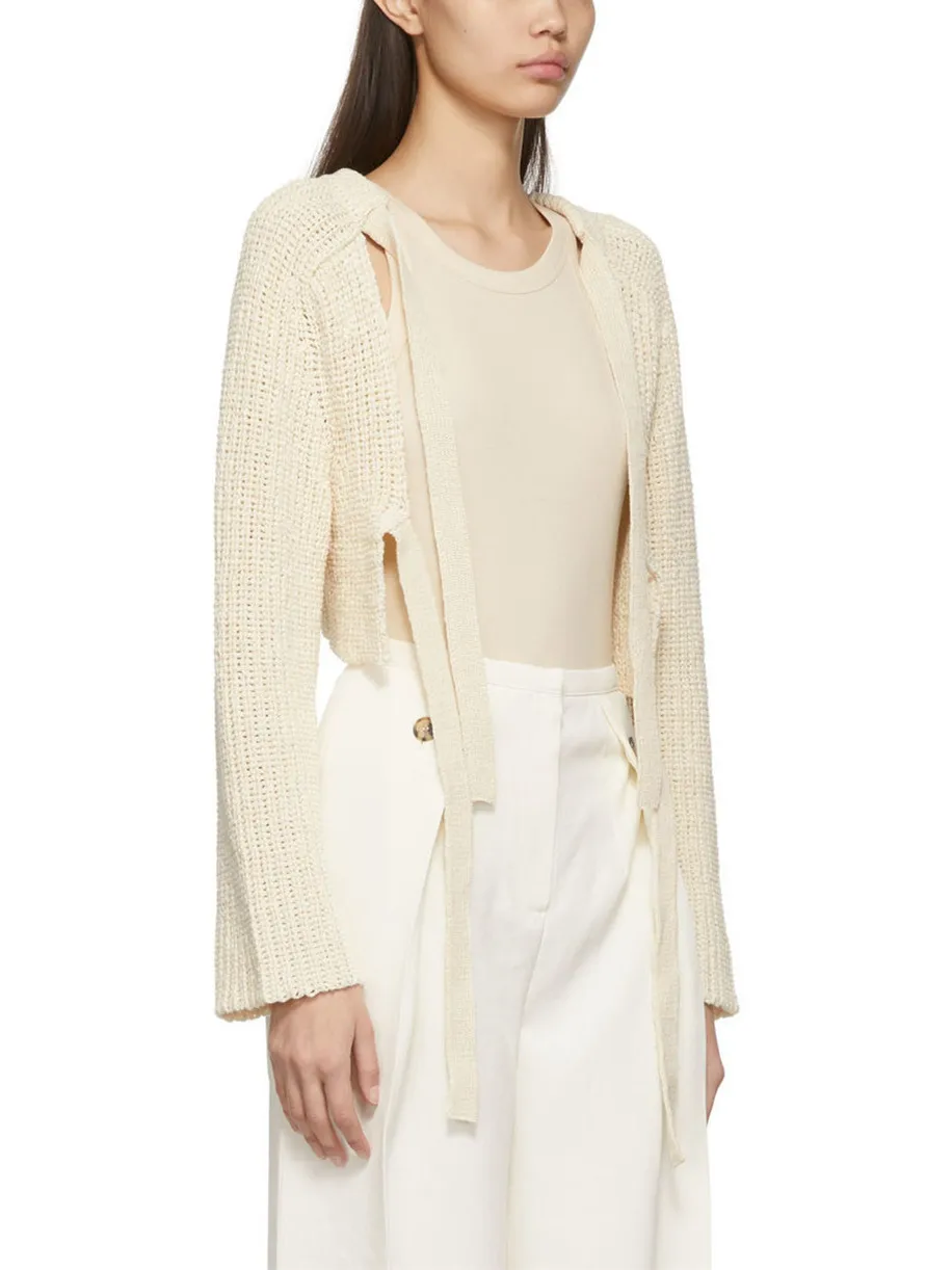 

2022 Autumn Women Knit Short Cardigan Female Lace-Up Long Sleeve Sweater Tops