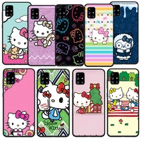 anime cute hellokitty for samsung galaxy a52s a72 a71 a52 a51 a12 a32 a21s 4g 5g soft tpu silicone gel black phone case fundas