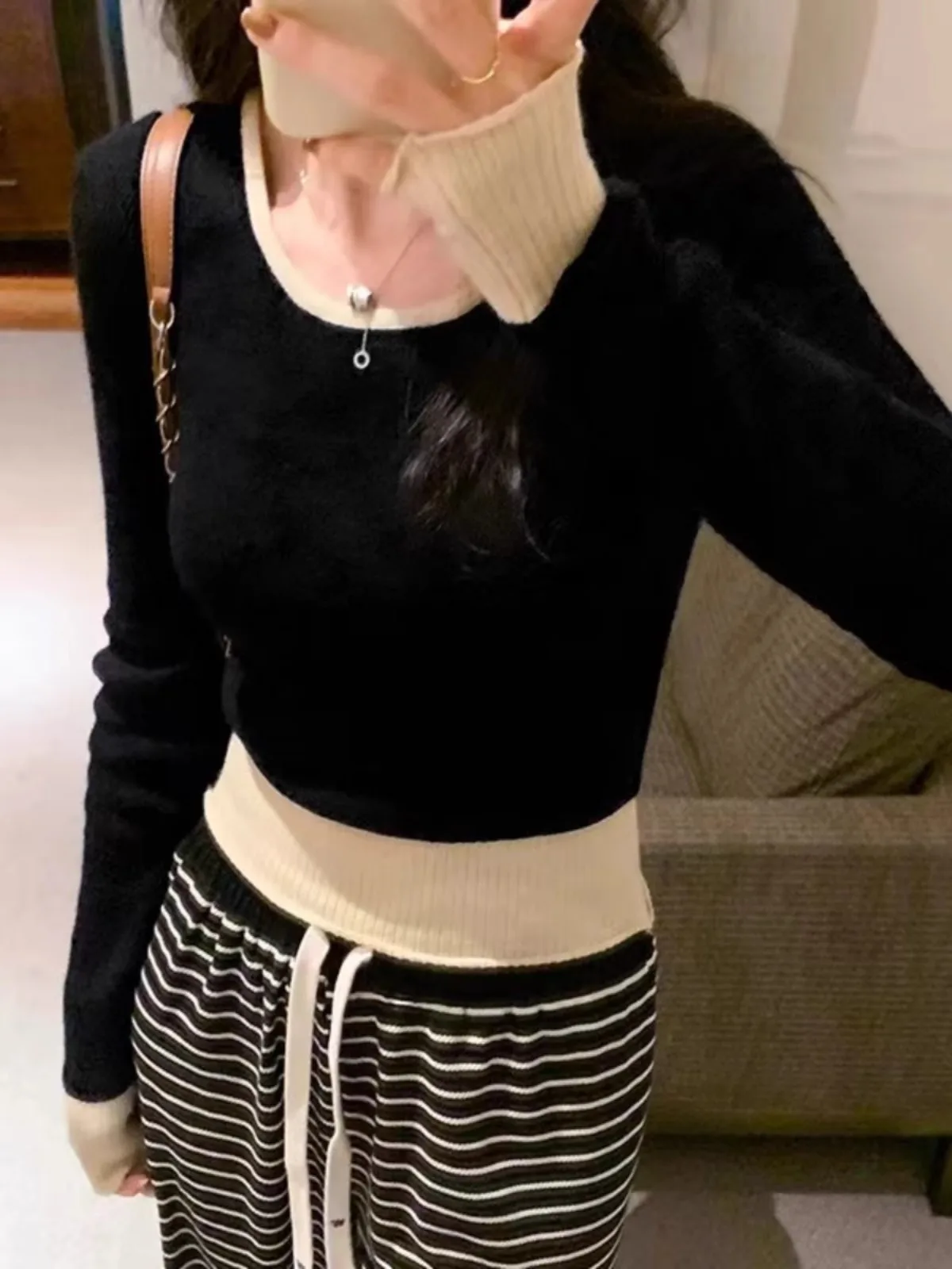 Ощущение класса! Имитация двух кашемировых трикотажных изделий женский