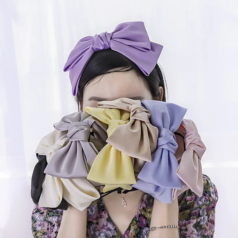 

Satin Big Bow Headband Spring Color Hair Band Hairpin Hair Bands for Women Diademas Para El Pelo Mujer Girl Headbands