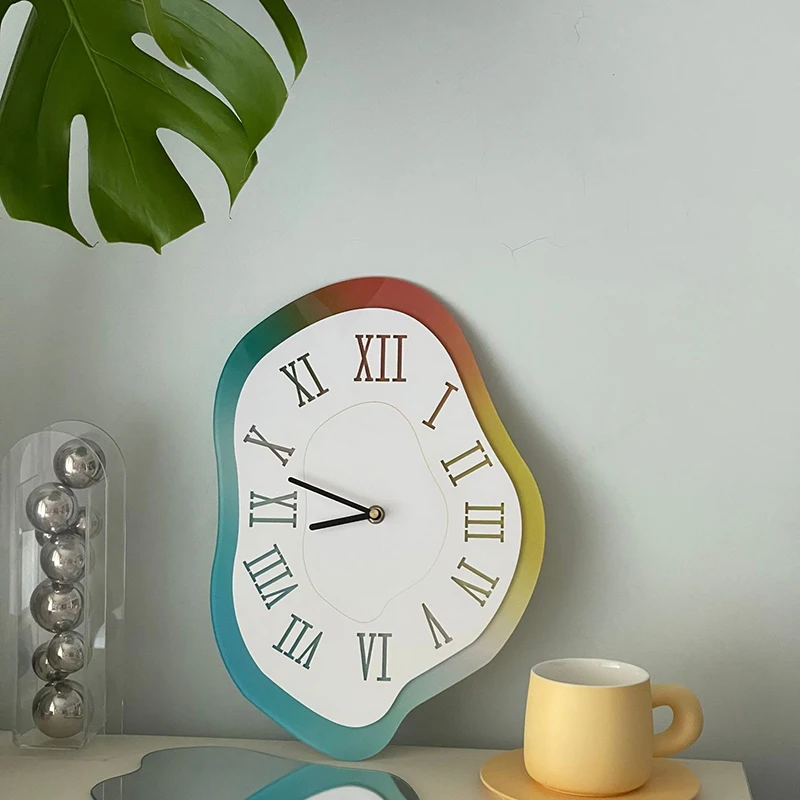 

Acrylic Nordic Minimalist Wall Clock Roman Numeral Clock Home Bedroom Living Room Silent Desk Clock Ins Room Decoration