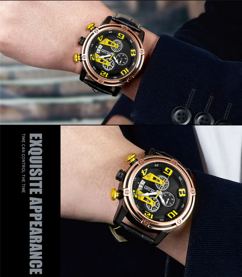 Часы MEGIR Мужские Наручные с хронографом спортивные водонепроницаемые армейские