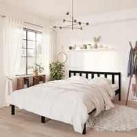bed frame solid pinewood bed bedroom furniture black 120x190 cm