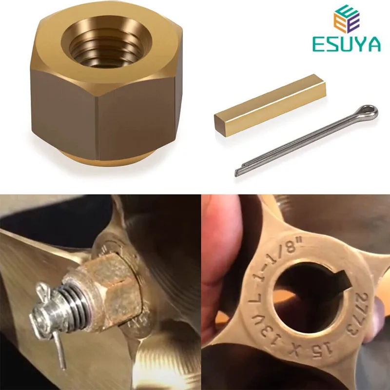 

ESUYA 5008 Prop Nut Kit Brass 1" & 1-1/8" for Inboard Ski, Surf & Wakeboard Boats(1" and 1-1/8" Shaft Size, 3/4-10 Thread)
