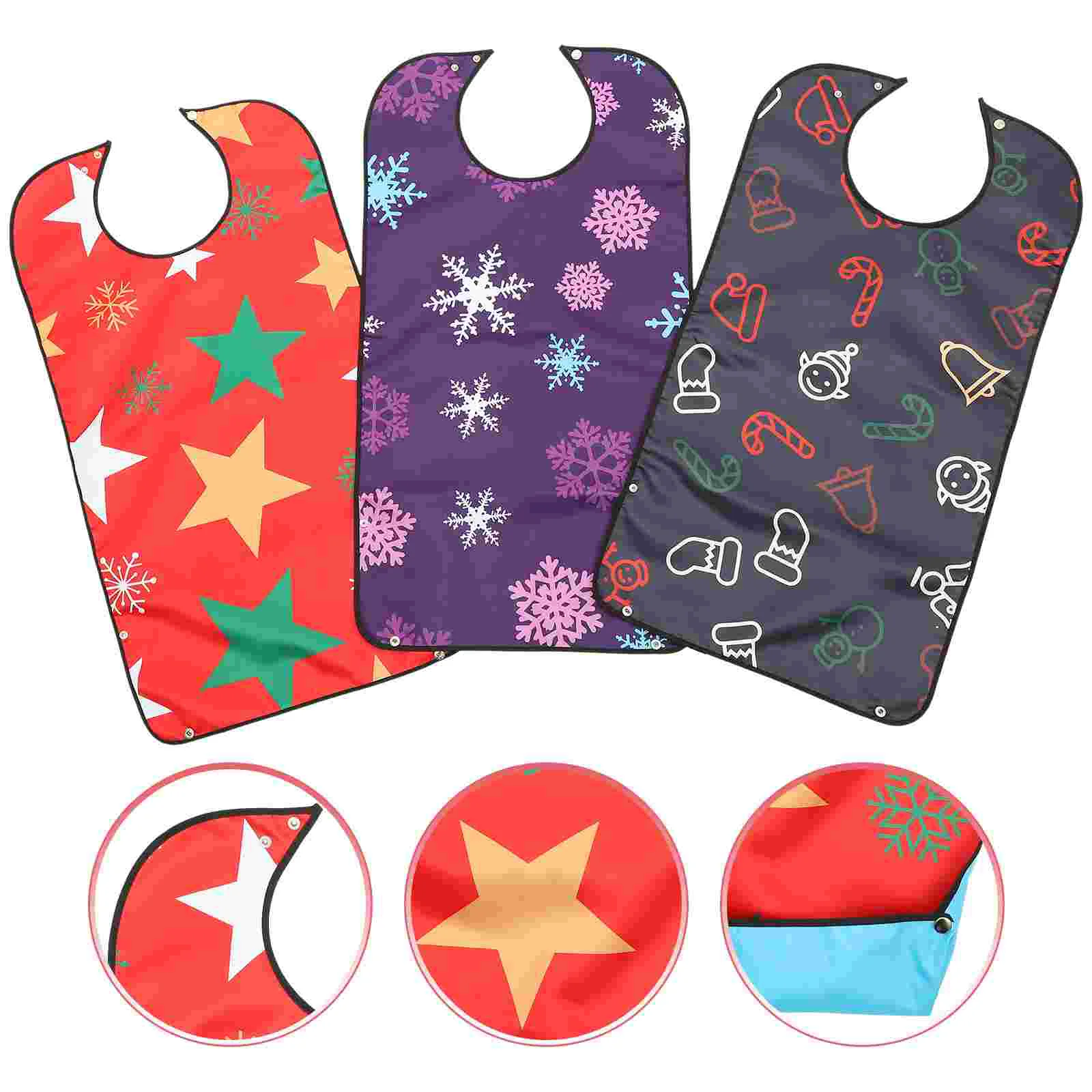 

Bib Adult Christmas Bibs Womeneating Adjustable Man Adults Printed Senior Strap Buckle Snap Pattern Disabled People Supplies
