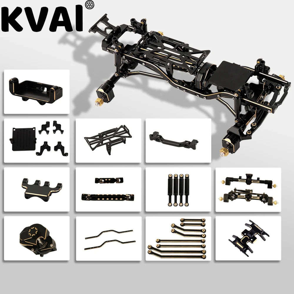 

1:24 Assembled Black Brass Aluminum Alloy Car Chassis Frame with Axles for Axial SCX24 90081 1/24 RC Crawler Car Upgrade Parts