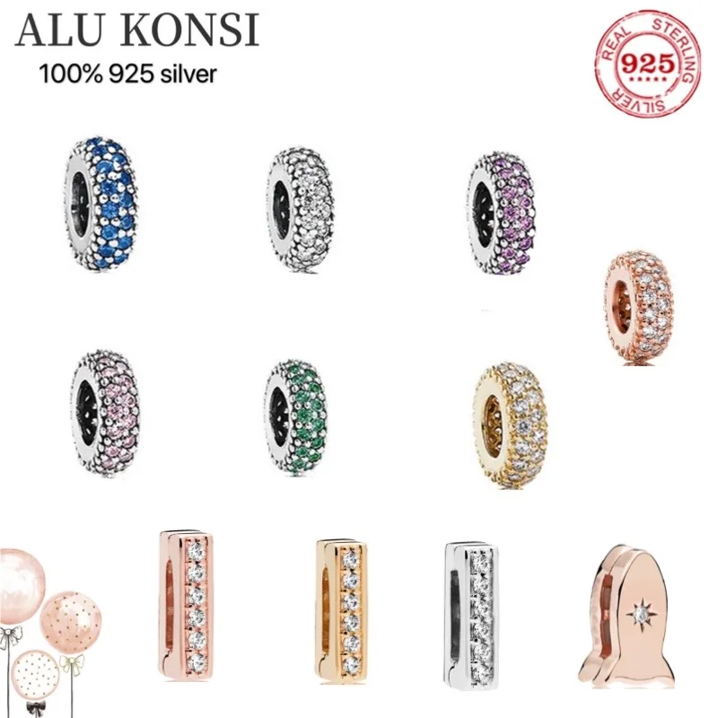 

2022 New Hot sale luxury Real 925 Sterling Silver pan Rose gold beads Fit Original Charm bracelet For Women fashion DIY Jewelry