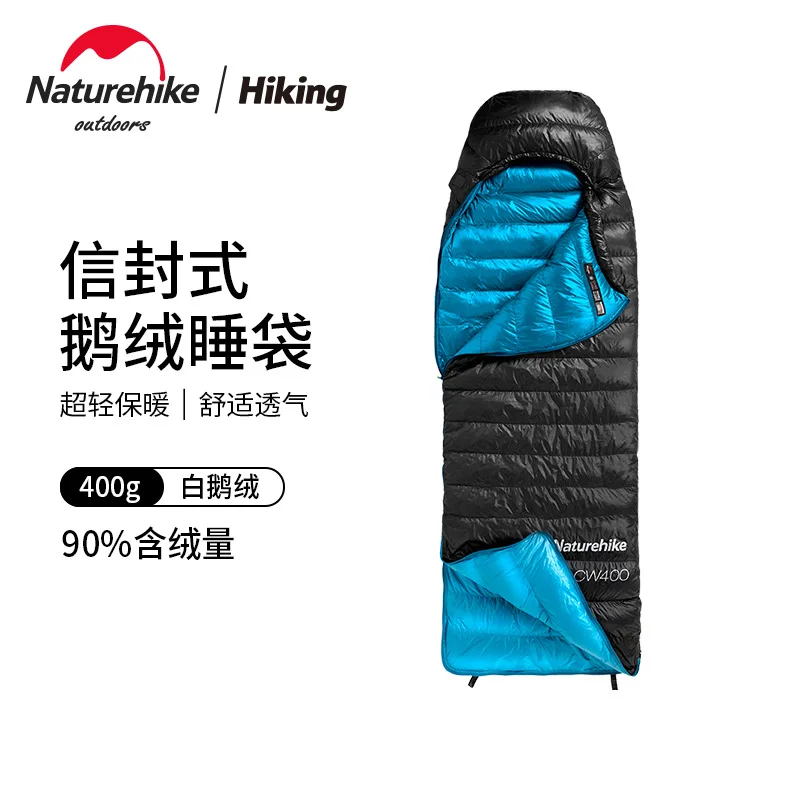 Туристический спальный мешок Naturehike CW400 750FP, тип конверта, ультралегкий, теплый белый гусиный пух, для зимы, путешествий