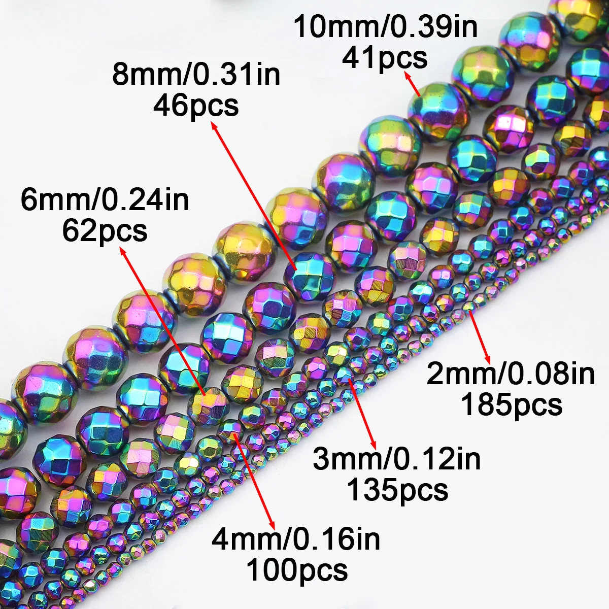 2-10 мм покрытие разноцветные круглые огранки гематит натуральный камень