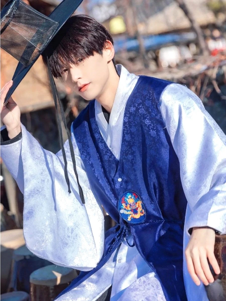 Корейский ханбок традиционный корейский стиль свадебный костюм атласная