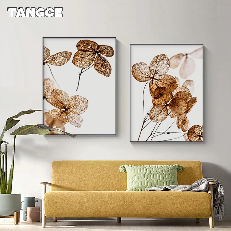 

Scandinavian Plant Flower Leaf Canvas Poster Print Modern Home Decor Wall Art Paintings Nordic Living Room Decorative Pictures