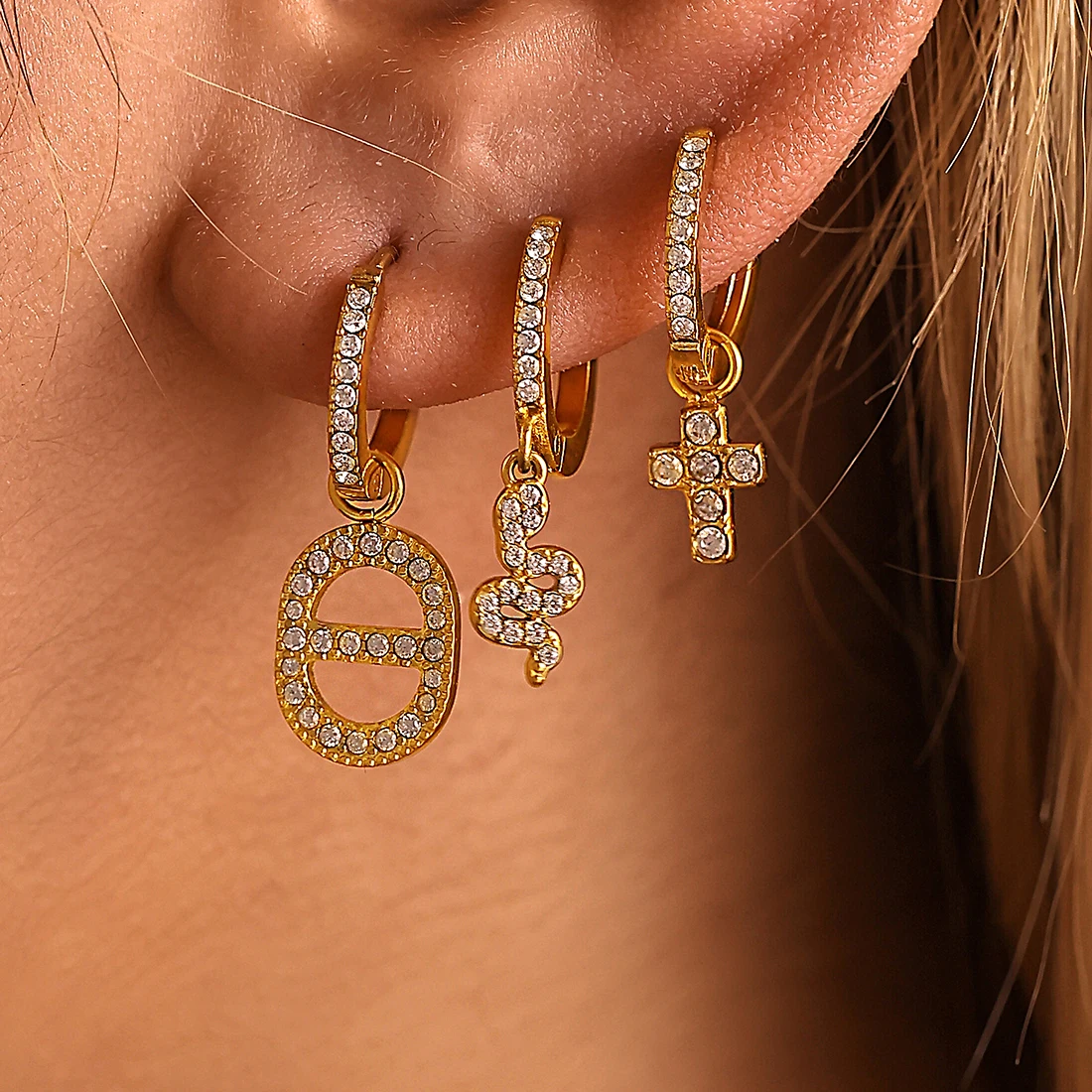 Шикарные водонепроницаемые серьги из нержавеющей стали 18 карат с позолотой для