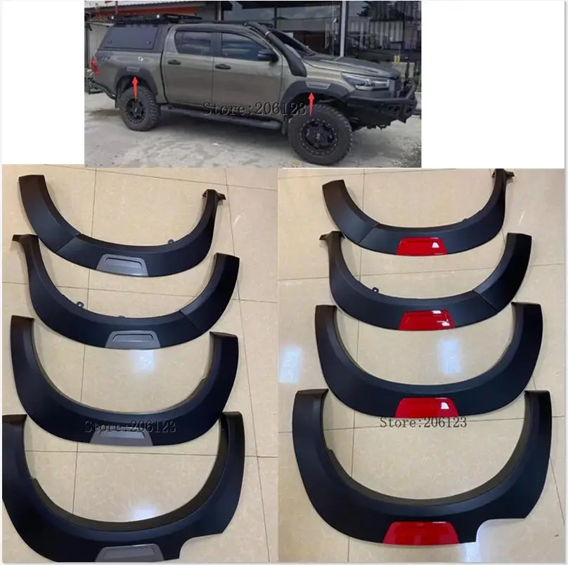 

for Toyota Hilux revo 2015-2021 Car styling Matte Black Wheel Eyebrow Round Arc Fender Mud Flaps Mudguards Splash Guards