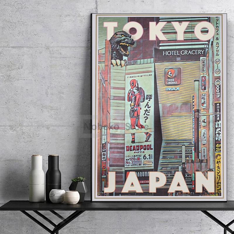 Винтажный японский туристический постер Токио Киото Осака Мияjima принты холст