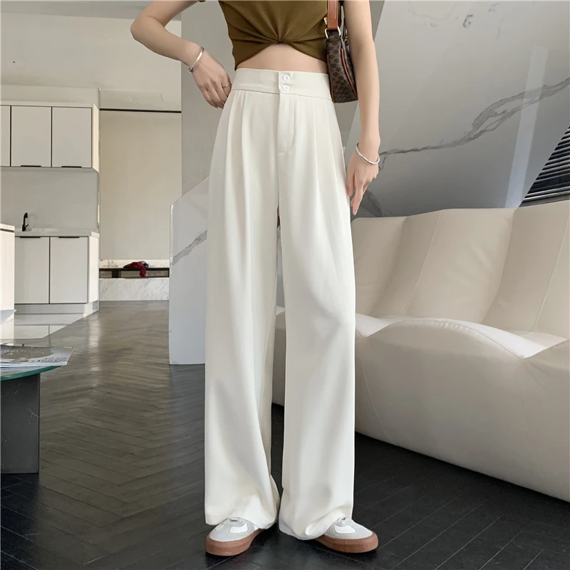 

Wide-leg pants women pants slim tall waist-drooping loose solid straight casual spring summer trousers 988c,403-1