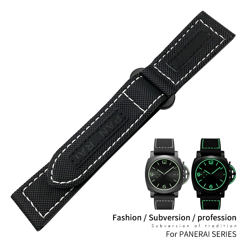 

Ремешок для часов серебристый из нейлонового волокна с липучкой, 24 мм, новый стиль, подходит для Panerai PAM 01662 01119 LUMINOR, ремешок с петлей высокого ...