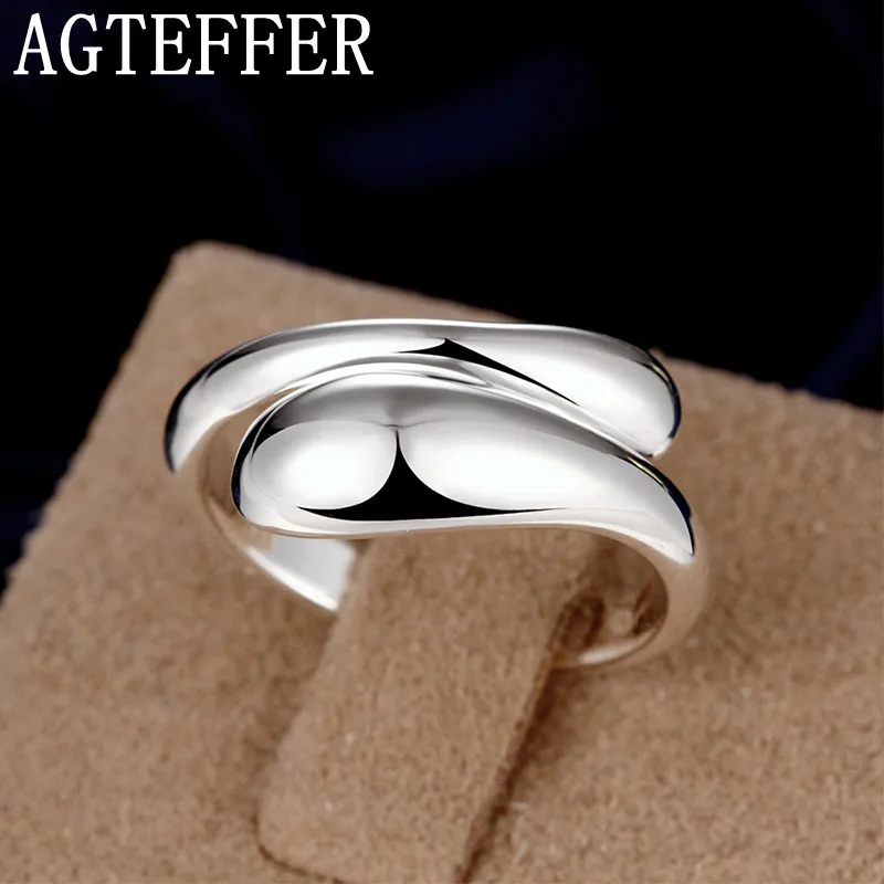 

AGTEFFER 925 Silver Water Drop Ring For Women Wedding Fashion Jewelry Gifts