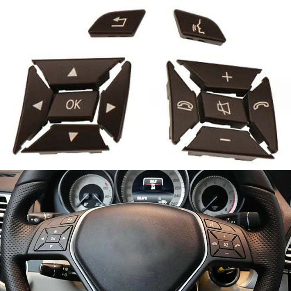 

Car Steering Wheel Switch Buttons Brown Black Multi-functional Control Button For Mercedes W204 W212 C200 E260 E320 GLK260