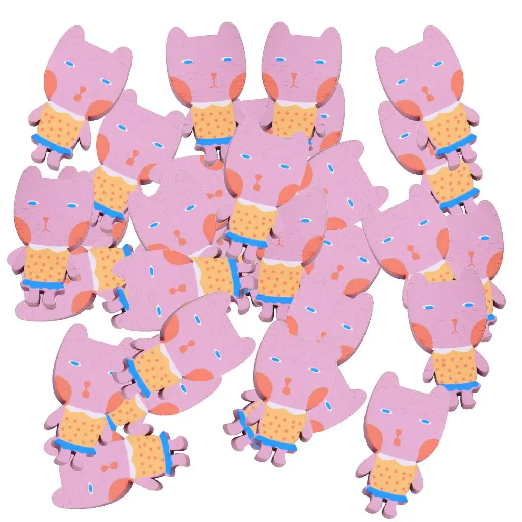 

50pcs Cute Cartoon Cat Toys Wooden Pieces Baby Puzzle Early Educational Toy