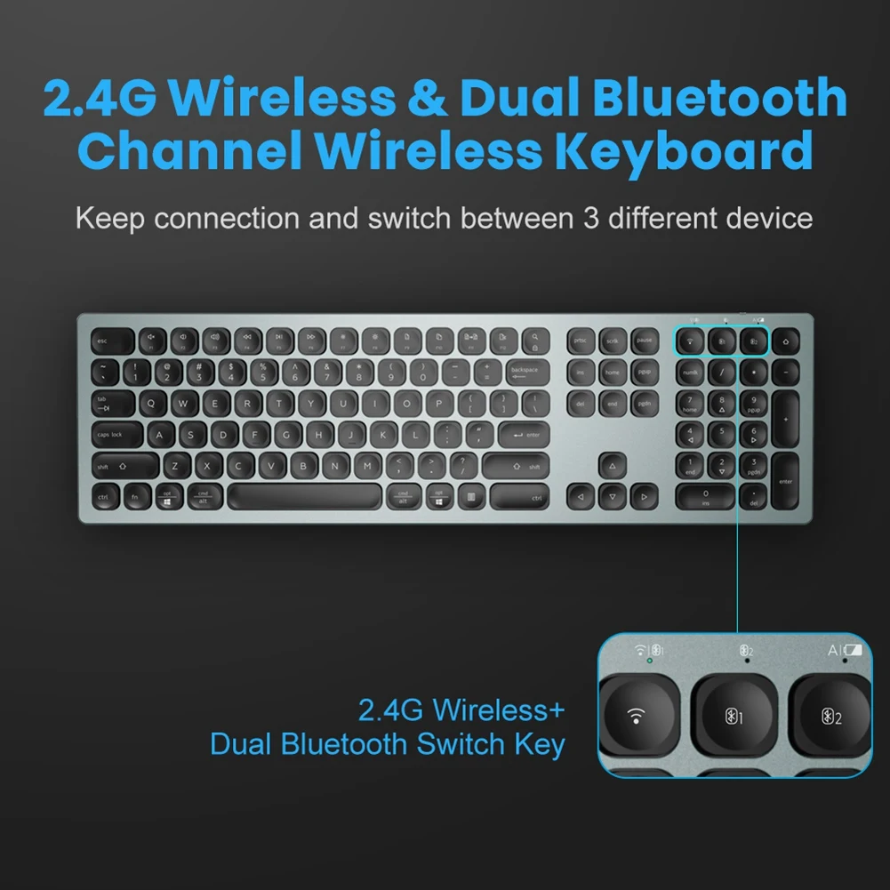 K9500 ультратонкая Беспроводная Bluetooth клавиатура из алюминиевого сплава с