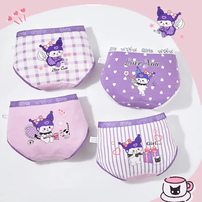 

New Sanrio Anime Kuromi Children's Underpants Pure Cotton Middle-Sized Children's Baby Shorts Bag Butt Cute Cartoon Briefs Gift