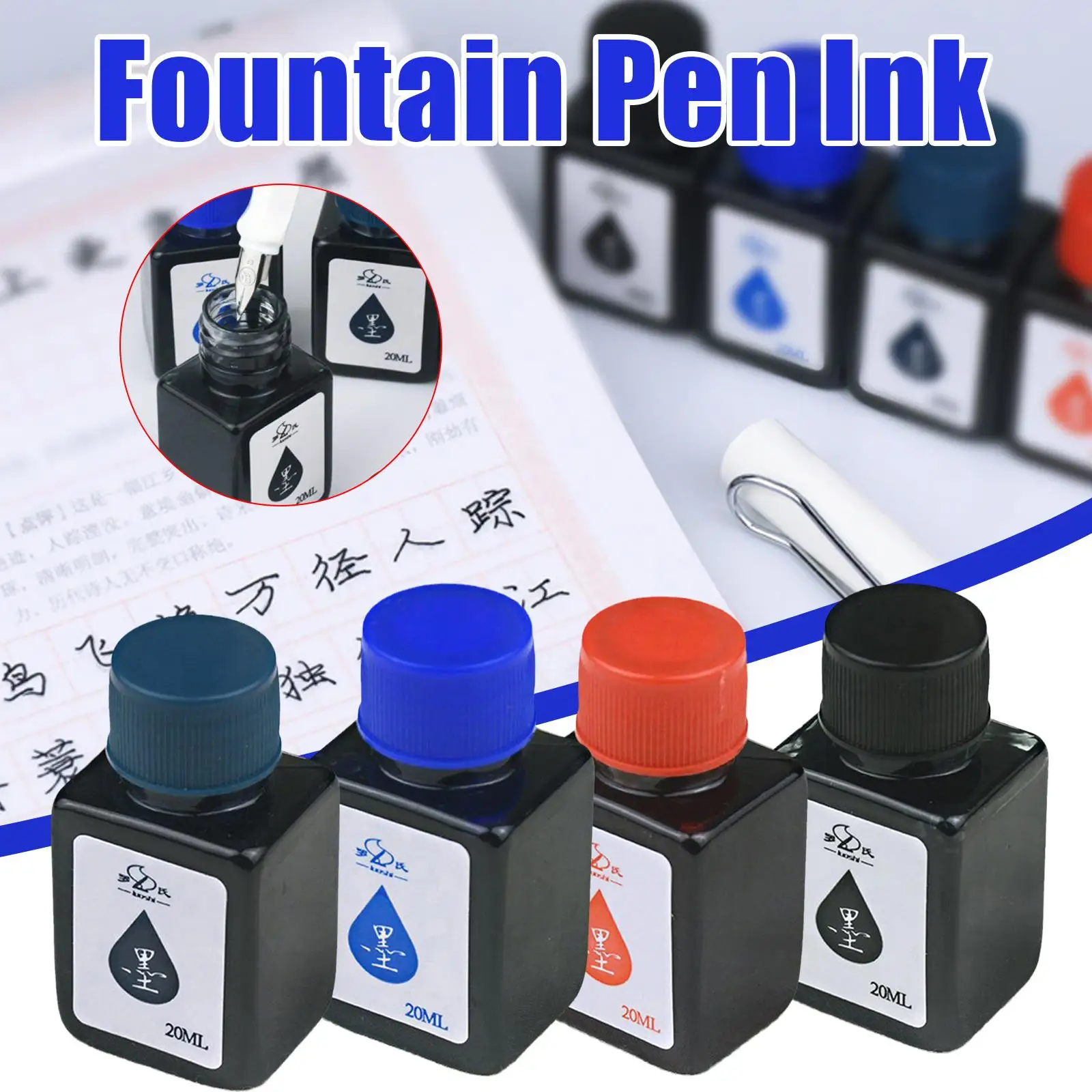 20ml Fountain Pen Ink Dip Pen Ink Bottle Blue Ink Refilling Inks Sac ink Available Students Writing Calligraphy Art Stationery