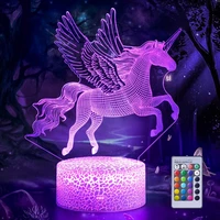 3d night light flying unicorn alpaca remote control desktop visual light birthday gift night light girl kids home decoration