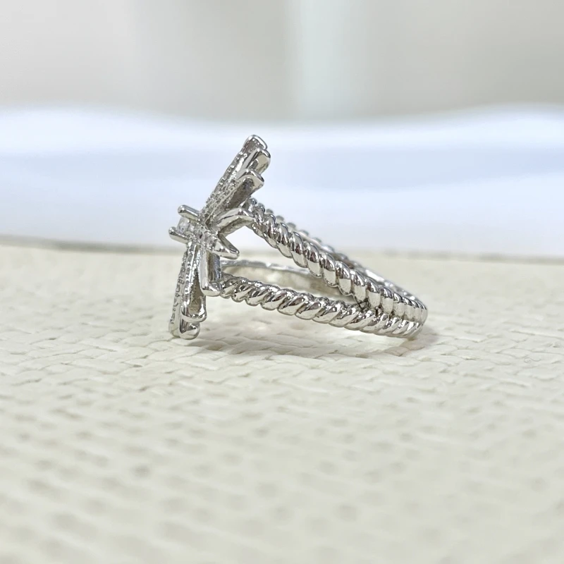 David Yurman Sunflower Zirconia Ring, Fashionable and Stylish White Gold and Copper Plated Personalized  for Women Jewelry