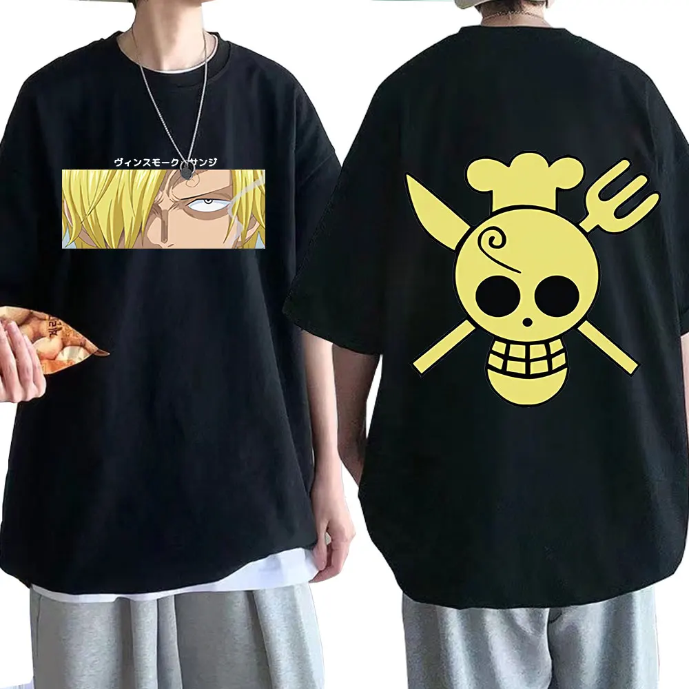 2022 Anime One Piece Sanji T-shirts Harajuku Fashion Tees Summer Short-sleeved Loose Casual Man T-shirts Oversized Hip Hop Tops