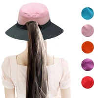 wide brim anti uv ponytail bucket hats for women men girls summer breathable fishing hiking sun hat outdoor waterproof sport hat