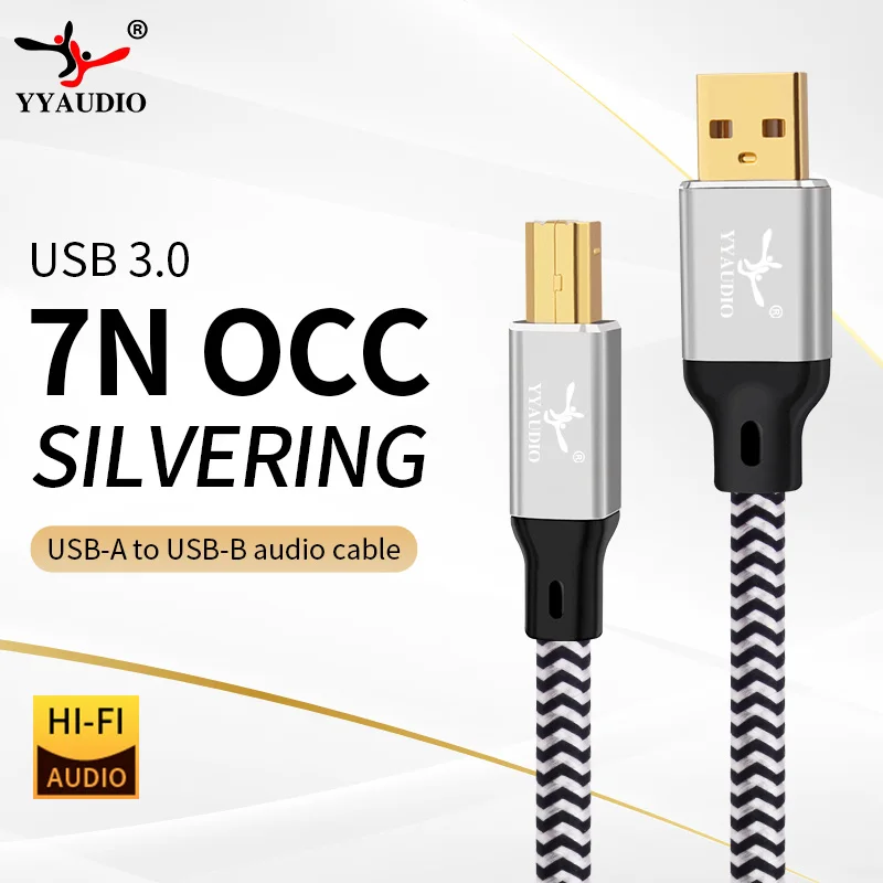 Yyaudio-cabo de Áudio Usb Banhado a Prata Cabo de Dados Hifi A-b Dac Hi-end Occ