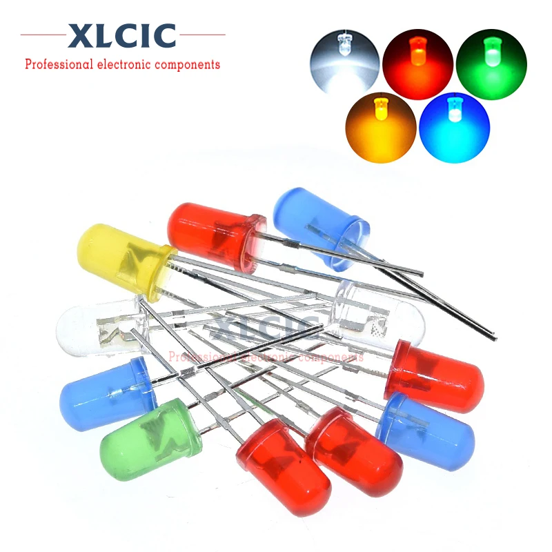 

20PCS 10MM LED Diode Red Blue Yellow Emerald Green Orange White Light Emitting Diode High Brightness Round Head Transparent F10