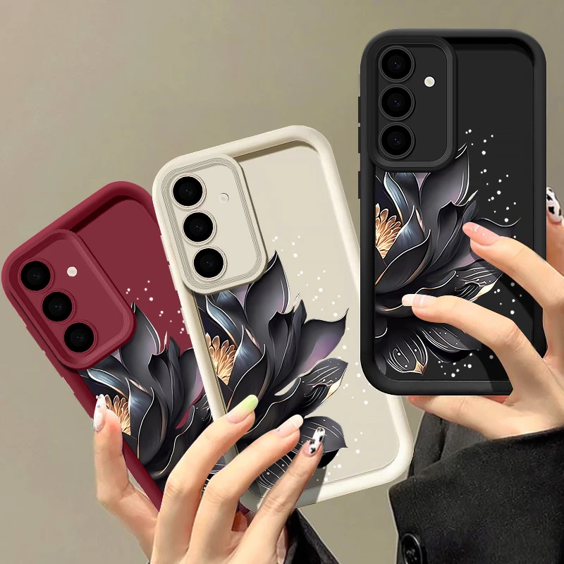 Фото Чехол для телефона с цветком лотоса для Samsung Galaxy A16 A56 A26 A36 A15 A55 A54 A35 5G S24 FE S25 Edge S24 S22 Ultra S23 Plus Soft Cover №1
