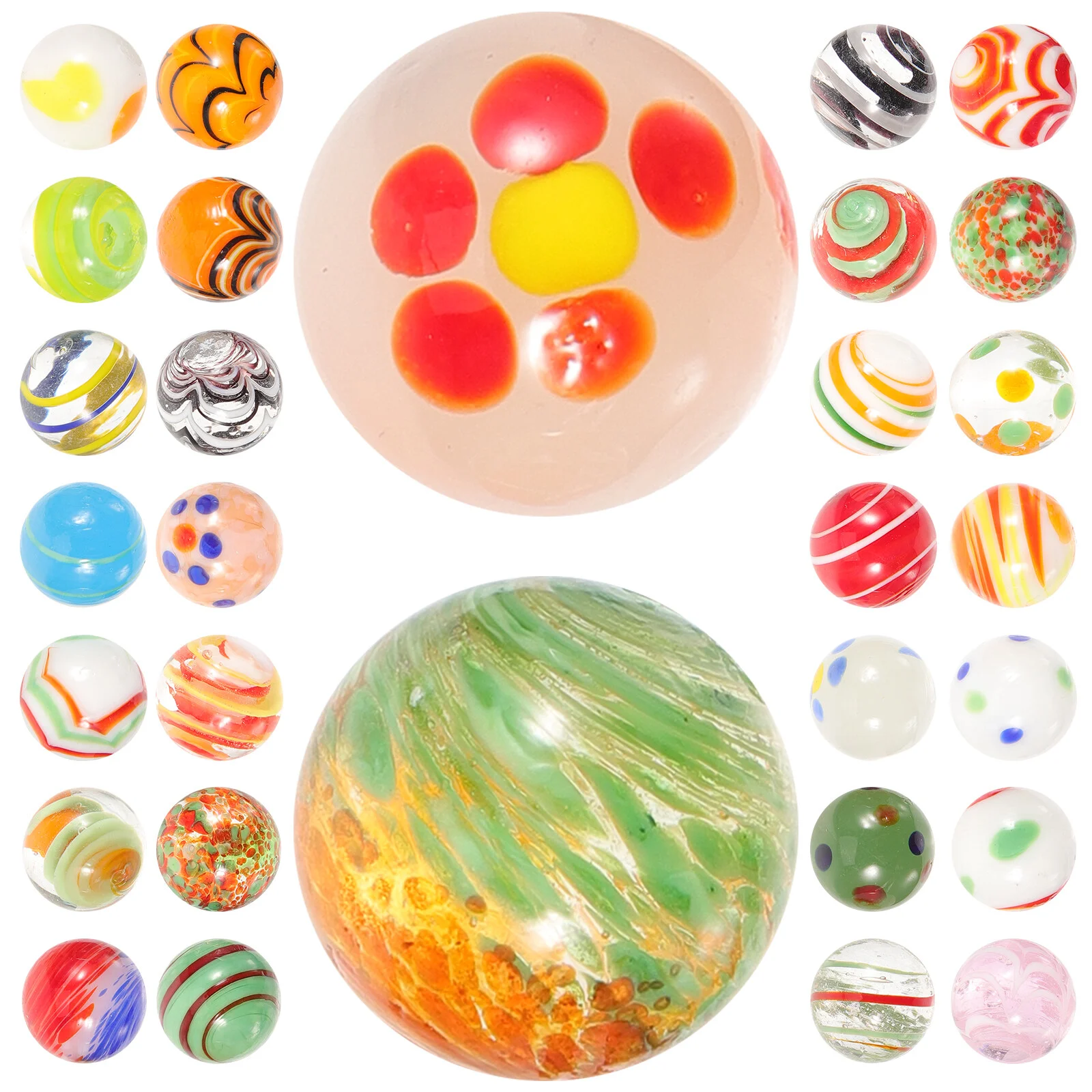 

30 Pcs Handmade Glass Ball Round Vases Centerpieces Decorative Marbles Colored Beads Toy Fish Tank Decors Child Large