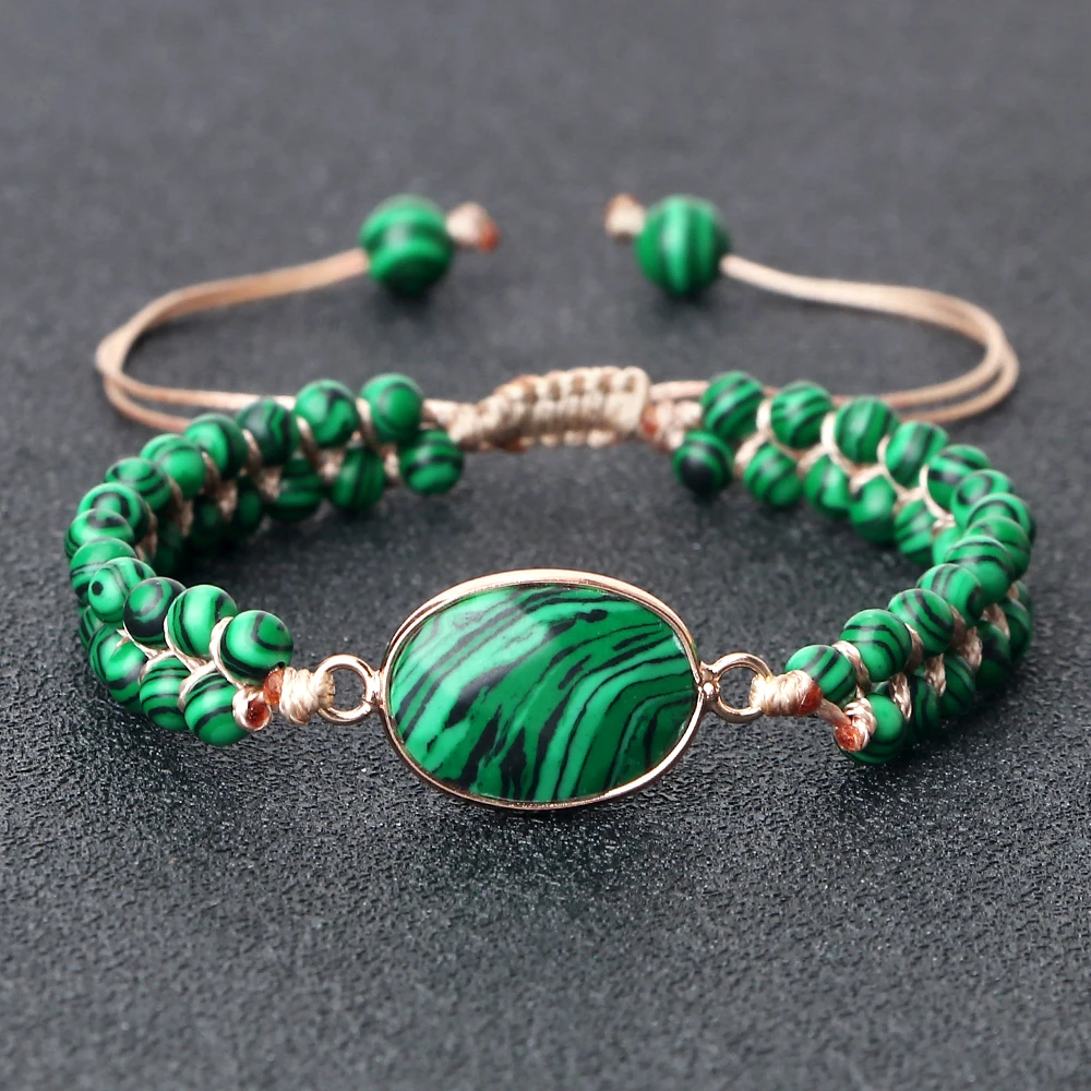 

Fashion Green Malachite Bracelets Bangles For Women Men Natural Stone Charm Bracelet Buddhist beads Bracelet Energy Yoga Jewelry