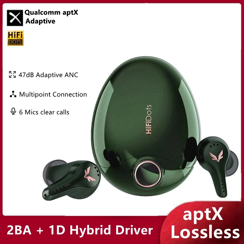 

Mifo HiFiDots Aptx Lossless Wirless Earbuds Adaptive Active Noise Cancelling Earphones 1D+2BA Drivers APP Control Headphones